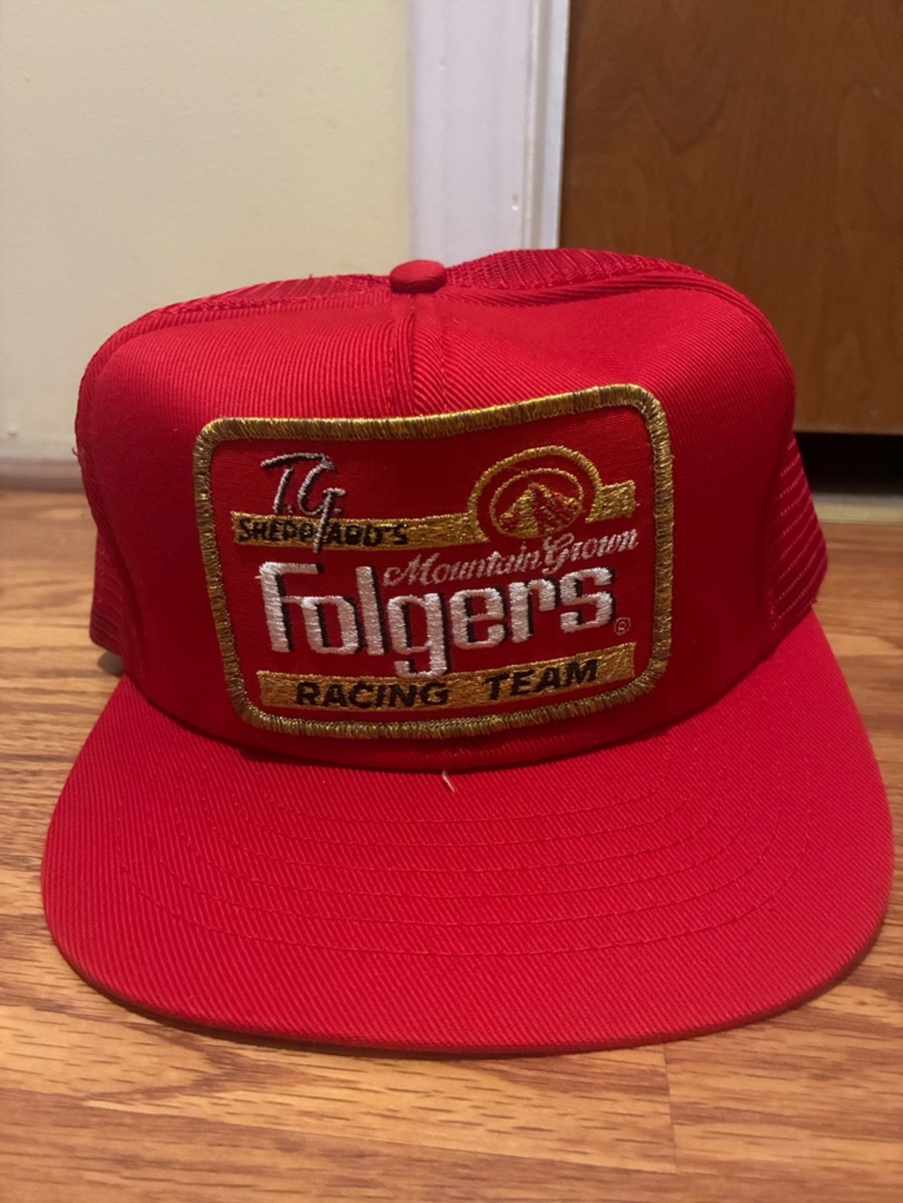 Vintage Red Folgers  Racing Team Trucker Hat